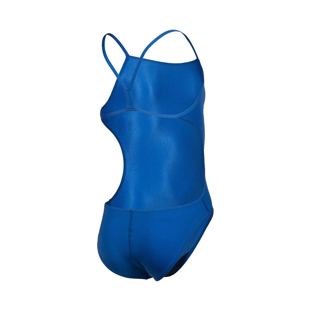 Back view of the arena girls team challenge back swimsuit in royal blue.