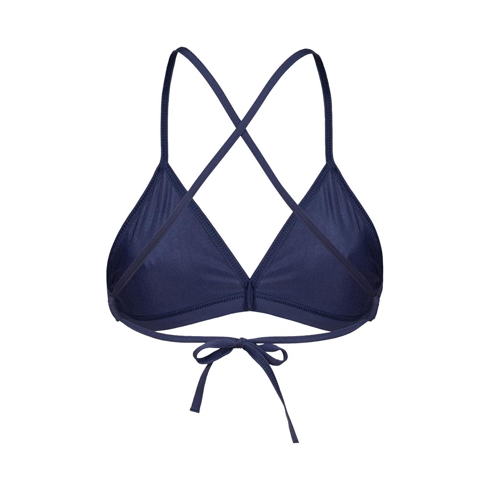 Back view of the arena womens team bikini top in navy.