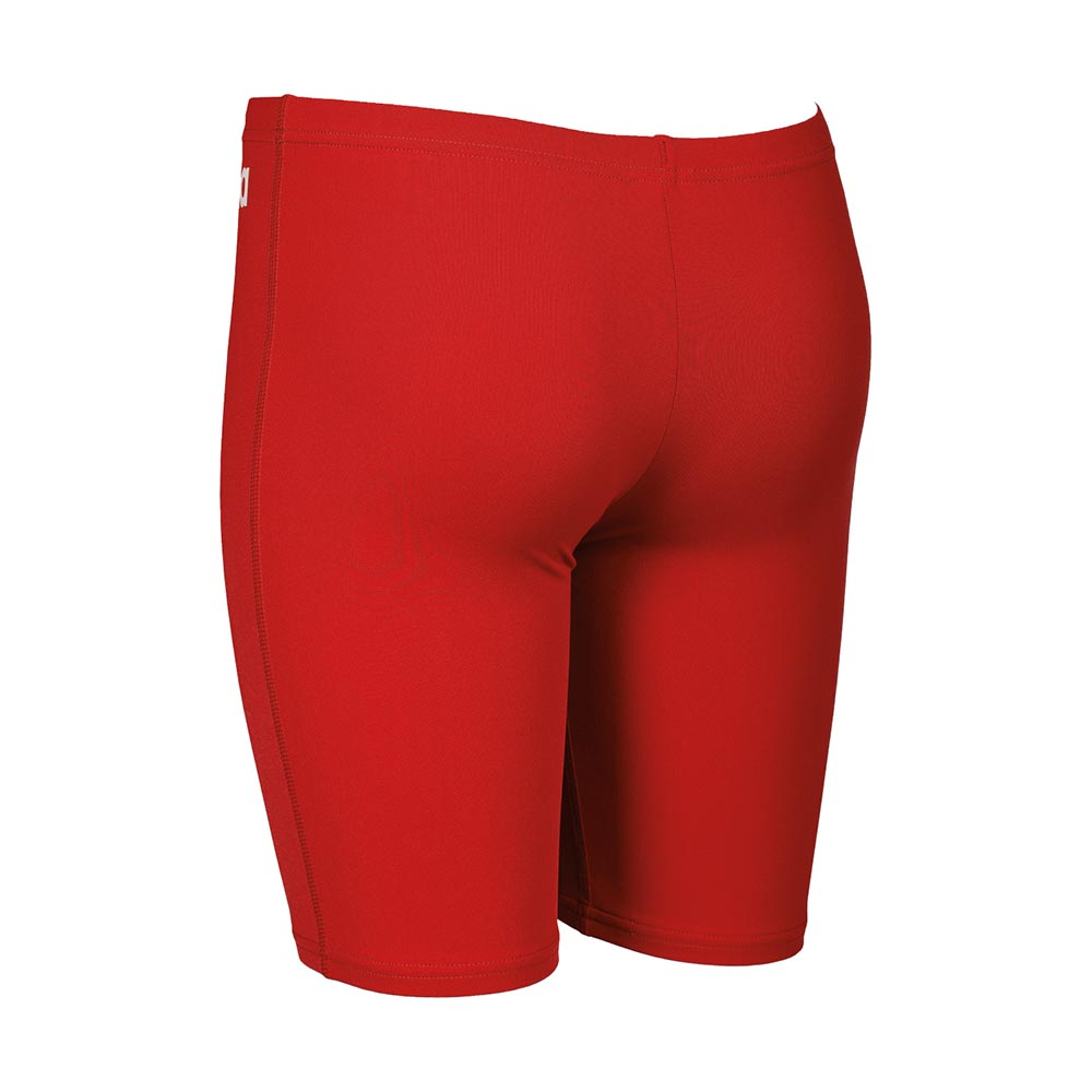 Back view of the arena boys team swim jammer in red.
