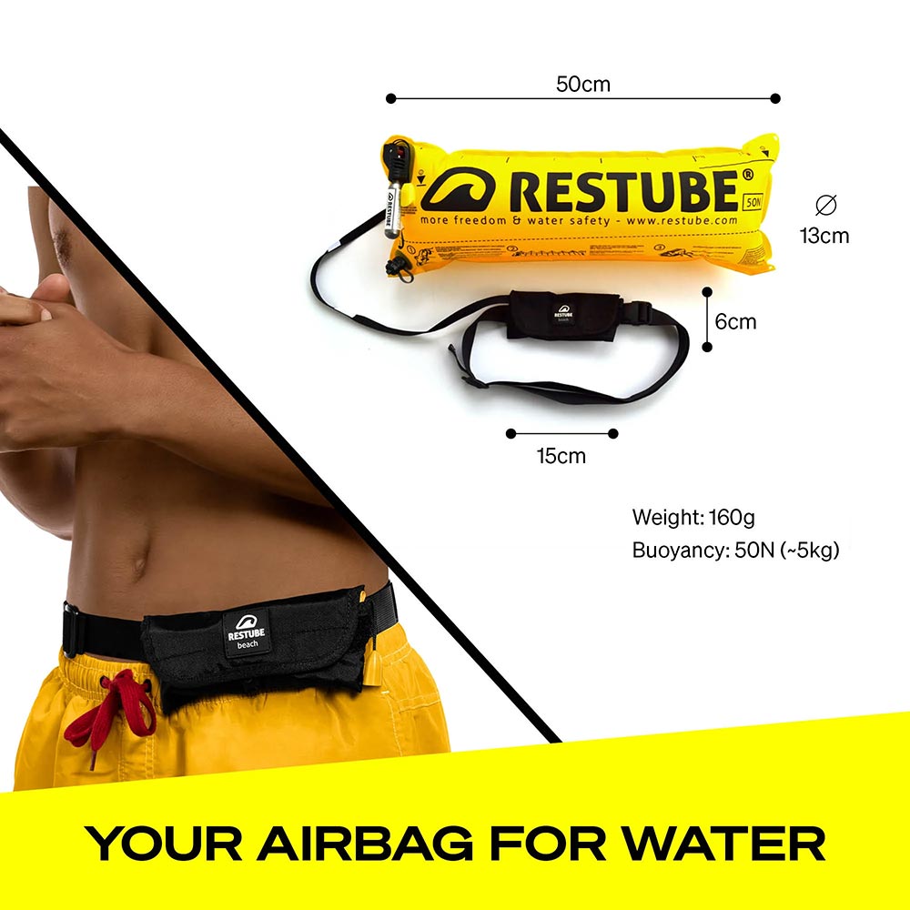 Measurements for the Restube Beach PFD Belt.