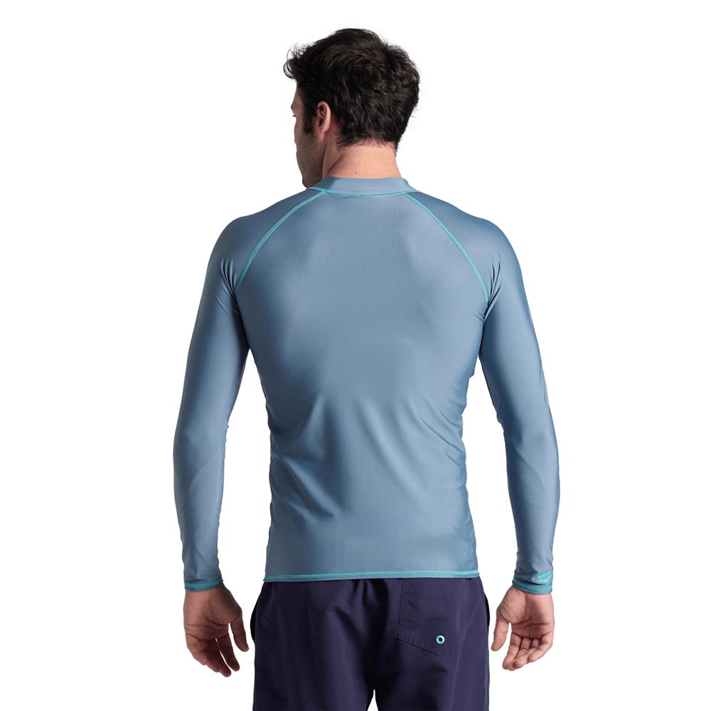 Arena Men's Graphic Long Sleeve Rash Top, Stone Grey
