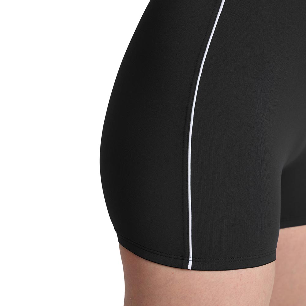 Close up of the arena womens boyleg one piece swimsuit.