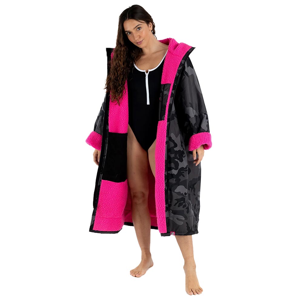 Dryrobe Advance Adults Change Robe, Black Camo/Pink