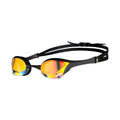 Arena Cobra Ultra Swipe Mirror swim goggles with orange mirrored lenses and black strap