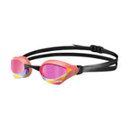 Arena Cobra Core Swipe Mirror swim goggles in coral with pink mirrored lenses and adjustable strap