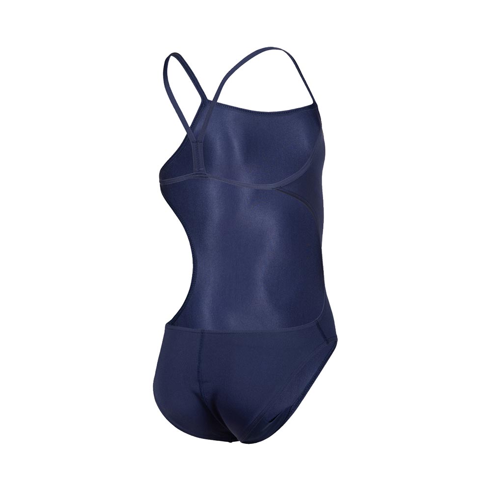 Back view of the navy arena girls team challenge back swimsuit.