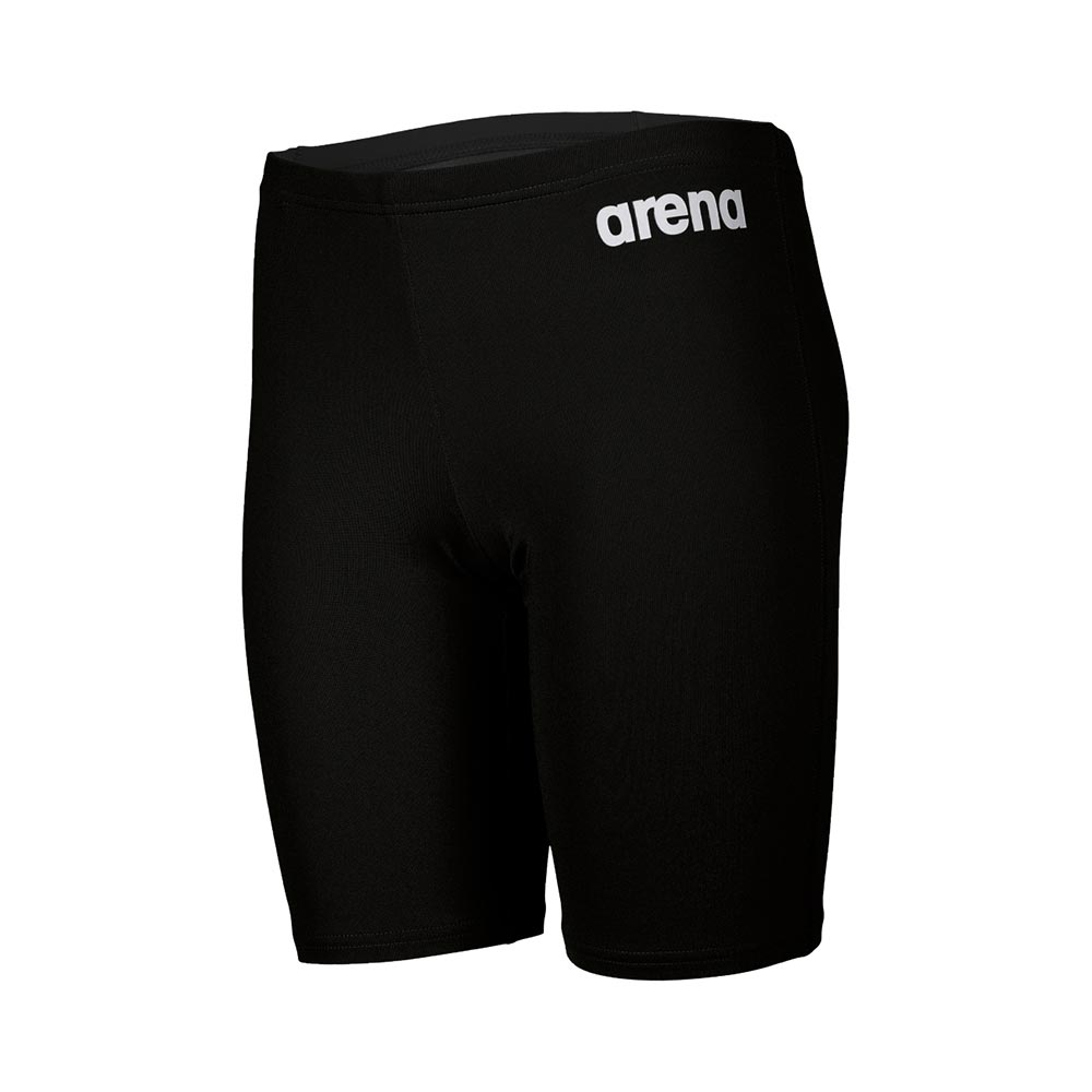Front view of the arena boys team swim jammer in black.