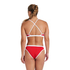 Back view of the arena womens icons bikini set in red.