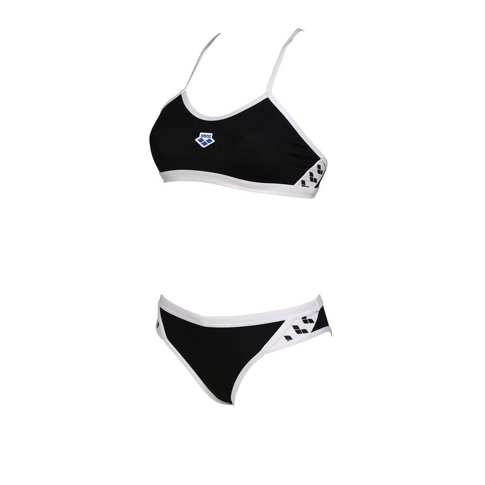 Arena womens icons bikini set in black with white detailing.