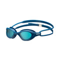 Arena 365 blue swimming goggles with mirrored lenses and adjustable strap