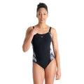 Arena Women's Bodylift Emma B-Cup black swimsuit with geometric side panels