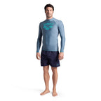 Arena Men's Graphic Long Sleeve Rash Top, Stone Grey