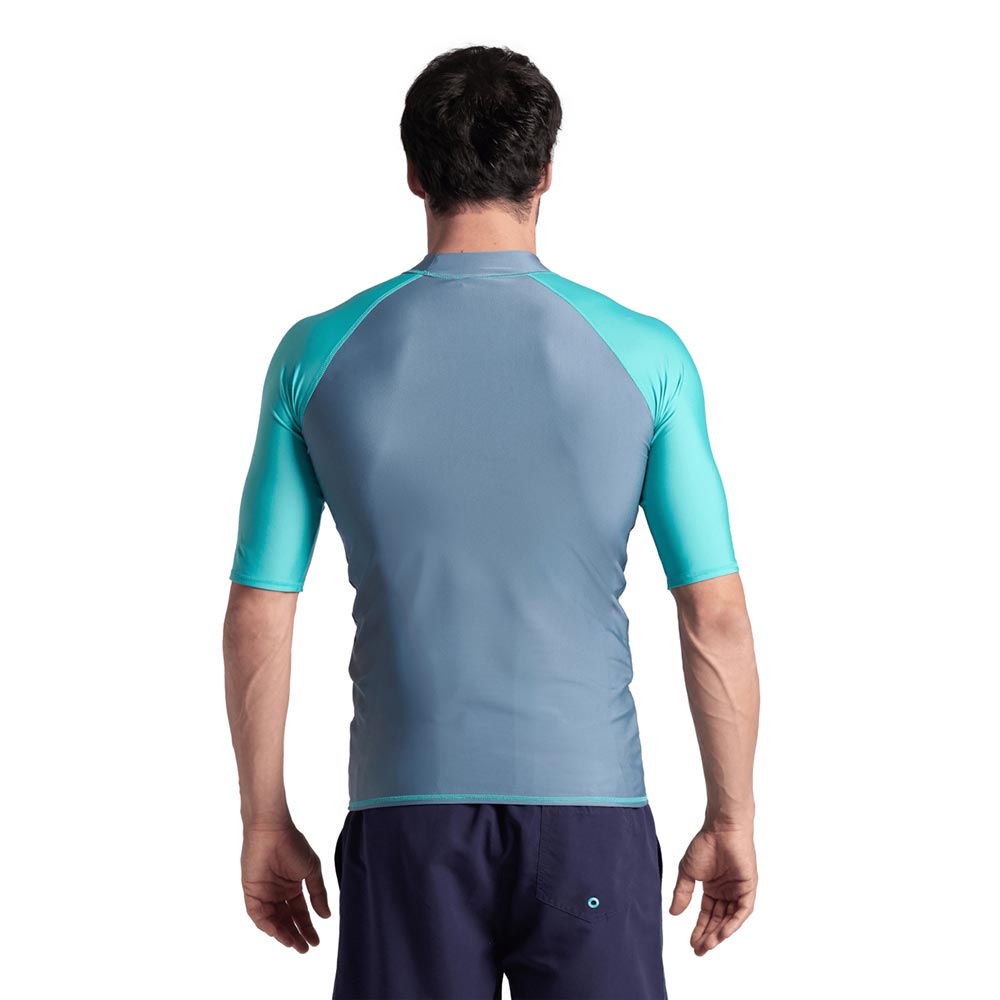 Arena Men's Graphic Short Sleeve Rash Top, Stone Grey