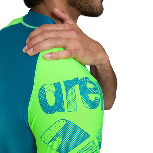 Arena Men's Graphic Short Sleeve Rash Top, Teal