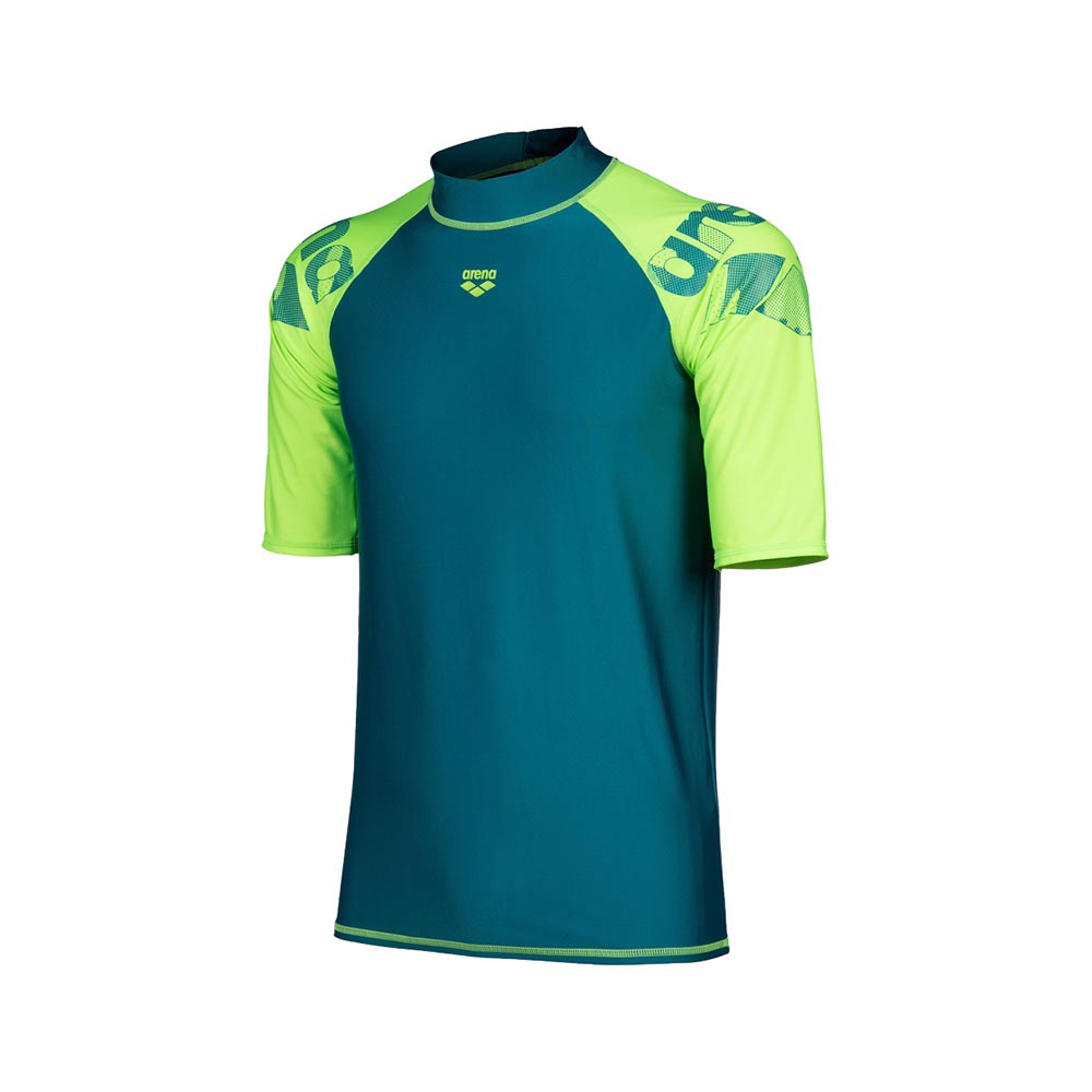 Arena Men's Graphic Short Sleeve Rash Top, Teal