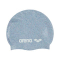 Arena Recycled Silicone Swim Cap: Light blue speckled swim cap with Arena logo