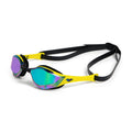 Arena Cobra Edge Swipe Mirror swim goggles with yellow frame and mirrored lenses