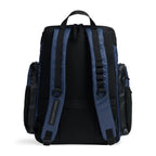 Arena One Go Swim Backpack 45L in navy and black with padded straps and multiple compartments for organization