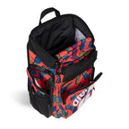 Arena One Go Printed Swim Backpack 45L: Red backpack with pineapple print, mesh pockets, and multiple compartments