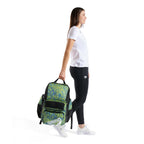 Arena One Go Printed Swim Backpack 45L in blue and green print