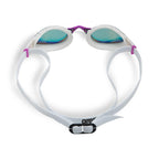 Arena Air Sonic Mirror swim goggles: white strap, purple accents, mirrored lenses