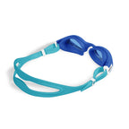 Blue and teal Arena The One Plus Junior swim goggles with adjustable strap.