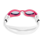 Pink Arena The One Plus Junior swim goggles with white strap and adjustable buckle.