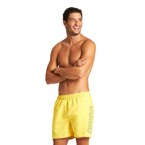 Arena Fundamentals Logo Swim Shorts in bright yellow for men