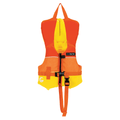 Connelly Infant Classic Neo PFD Vest: Bright orange and yellow infant life jacket with zip and buckle closure