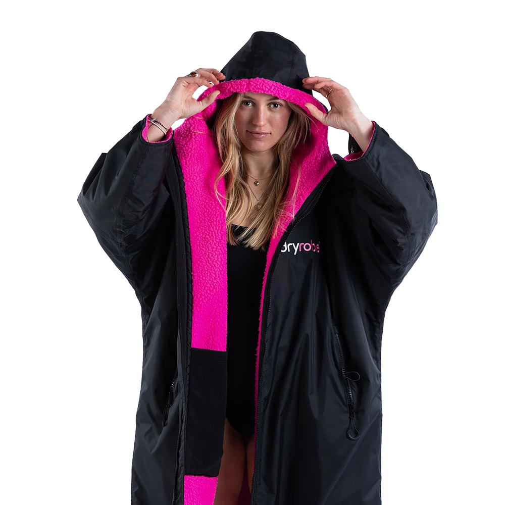 Dryrobe Advance Adults Change Robe, Black/Pink