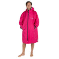 Dryrobe Advance Adults Change Robe in bright pink with light grey lining, ideal for changing after outdoor activities.