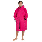 Dryrobe Advance Adults Change Robe in bright pink with light grey lining, ideal for changing after outdoor activities.