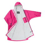 Dryrobe Advance Adults Change Robe in vibrant pink with a cosy light grey fleece lining