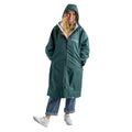 Dryrobe Advance Adults Change Robe in dark green with grey lining, featuring a hood and zip closure