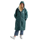 Dryrobe Advance Adults Change Robe in dark green with grey lining, featuring a hood and zip closure