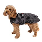 Dryrobe Dog Raincoat in black camouflage, designed for warmth and protection