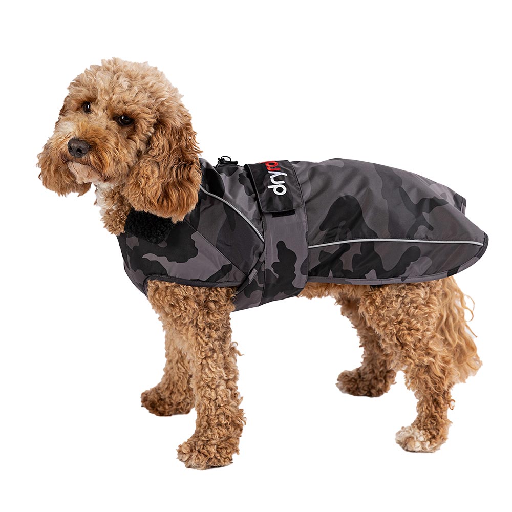 Dryrobe Dog Raincoat, Black Camo/Black