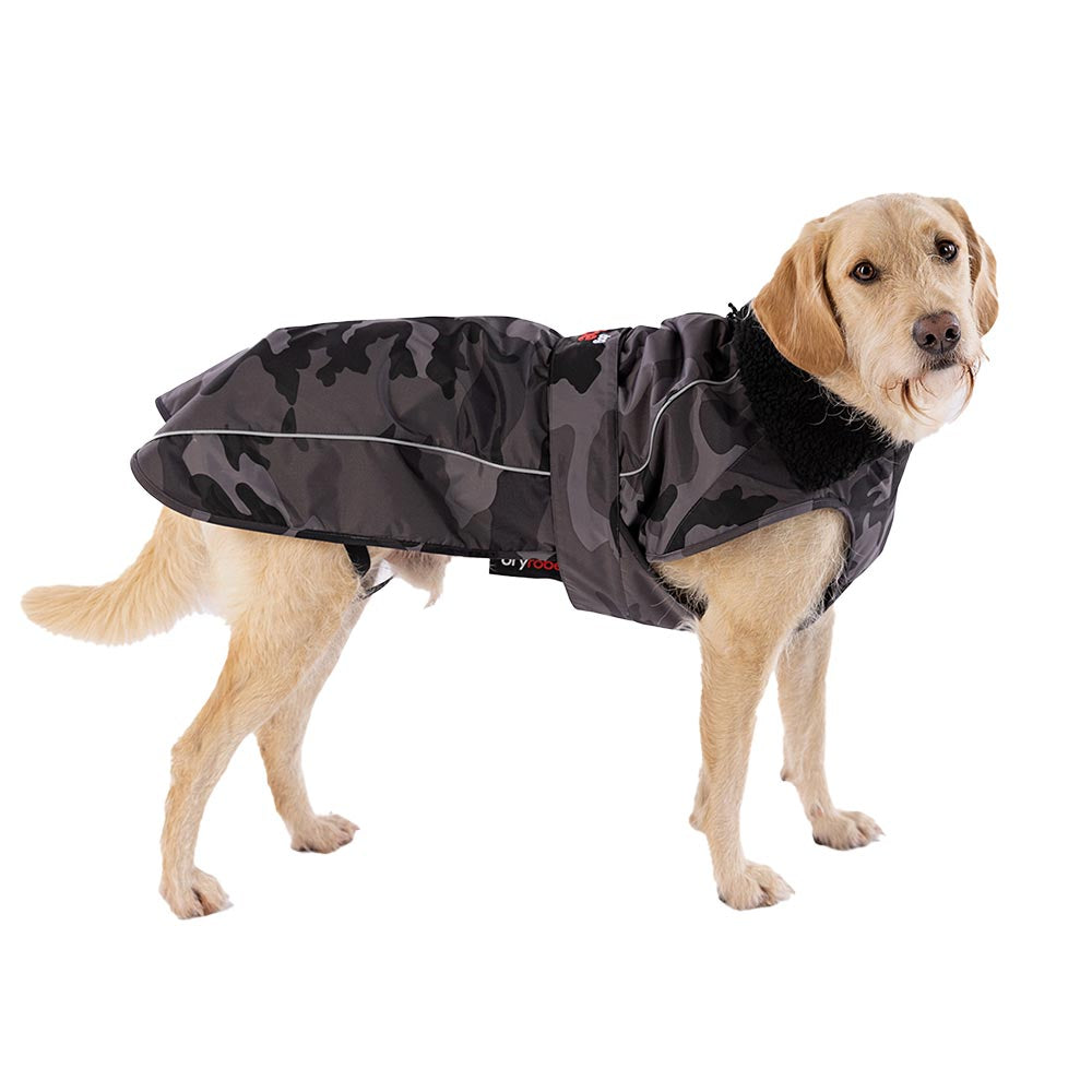 Dryrobe Dog Raincoat, Black Camo/Black
