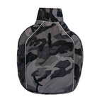 Dryrobe Dog Raincoat in black camo, featuring a zip closure and reflective trim