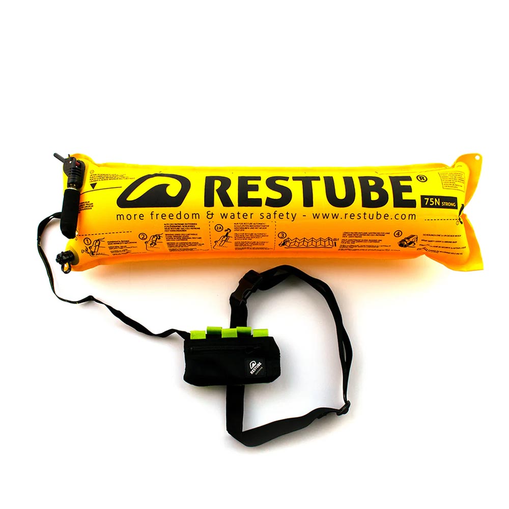 Inflated Restube Extreme PFD Belt for water safety.