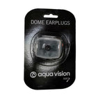 Aquavision Dome Earplugs packaged for retail, clear dome earplugs inside