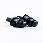 Aquavision Dome Earplugs: Two black silicone earplugs for swimming or noise reduction