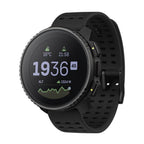 Suunto Vertical GPS Smartwatch: All Black with a round digital display showing time, temperature, and altitude.
