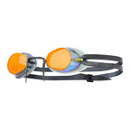 TYR Socket Rocket 2.0 mirrored swim goggles with orange lenses and black strap