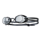 TYR Socket Rocket 2.0 swim goggles: black frame, clear lenses, and adjustable strap
