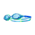 TYR Swimple Tie Dye Kids Swim Goggle: Blue and green tie-dye swimming goggles with adjustable strap for children