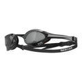 TYR Tracer-X Elite racing goggles: sleek black design with mirrored lenses and adjustable strap