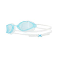 TYR Tracer-X Racing Goggles: blue and white swimming goggles with adjustable strap
