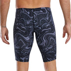 TYR Men's Thresher Swim Jammer with a black and grey marble pattern